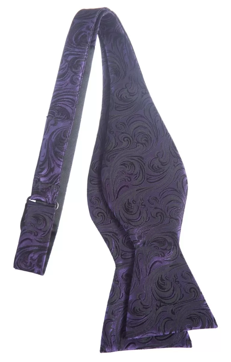 Self Tie Bow Tie with Adjustable Neck Strap of Paisley Jacquard