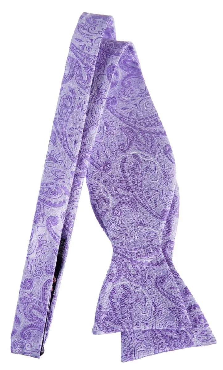 Self Tie Bow Tie with Adjustable Neck Strap of Paisley Jacquard