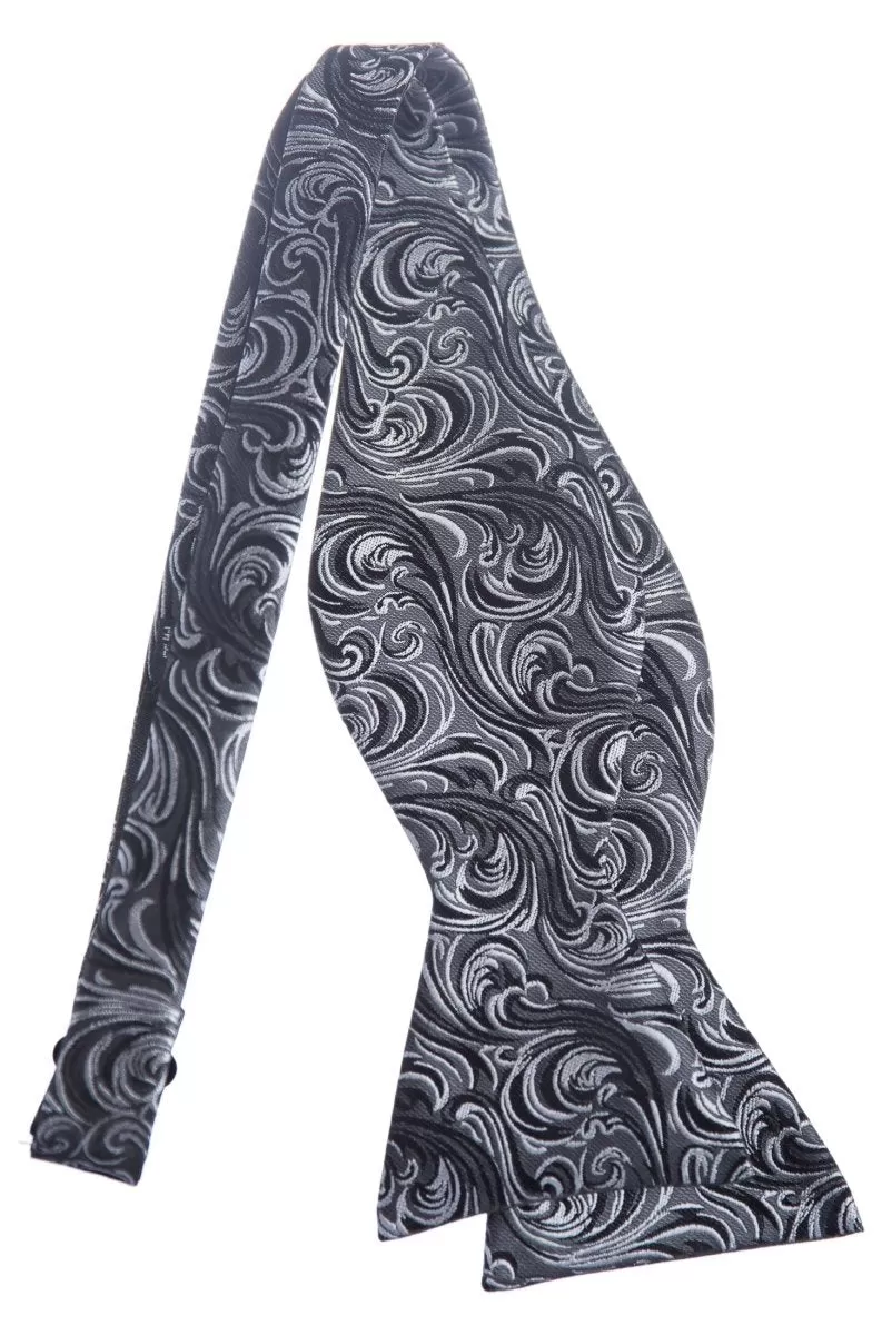 Self Tie Bow Tie with Adjustable Neck Strap of Paisley Jacquard