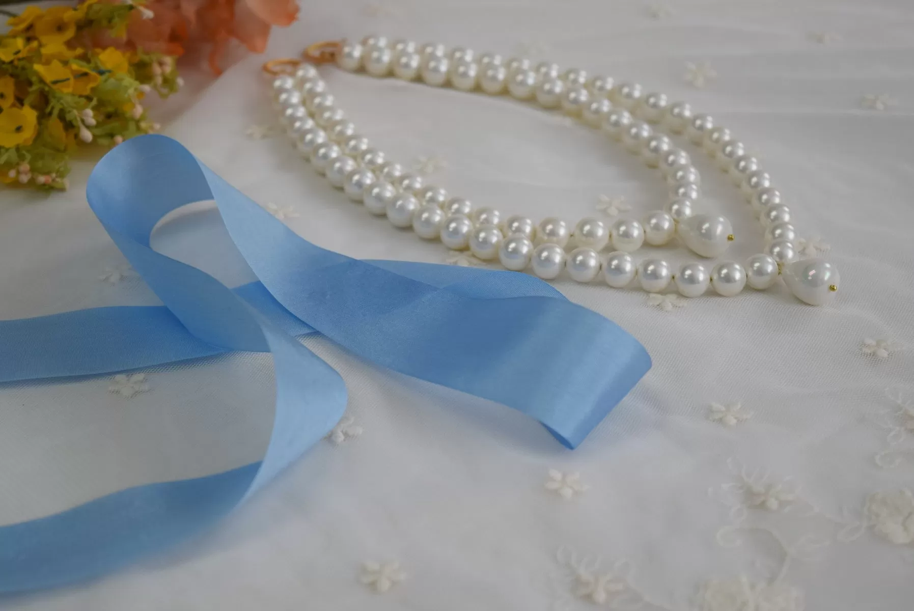 Silk Ribbon - Light Blue - 1.25 Wide - By the Yard