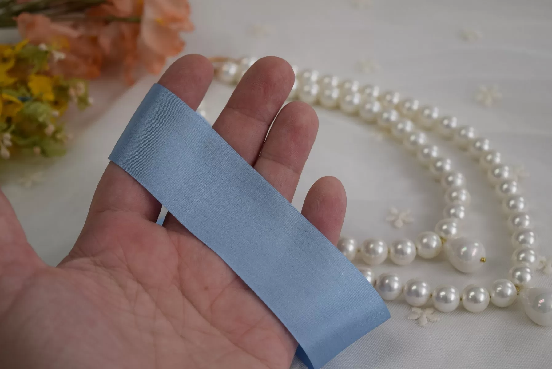 Silk Ribbon - Light Blue - 1.25 Wide - By the Yard