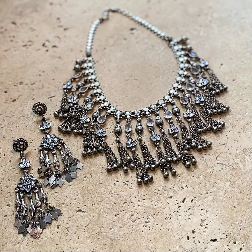 Silver Banjara Kundan Earrings