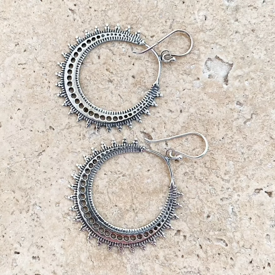 Silver Boho Hoop Earrings