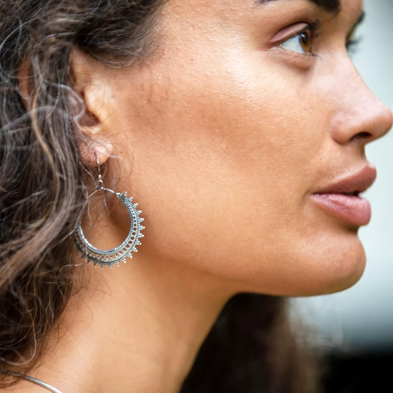 Silver Boho Hoop Earrings