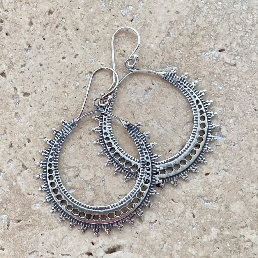 Silver Boho Hoop Earrings