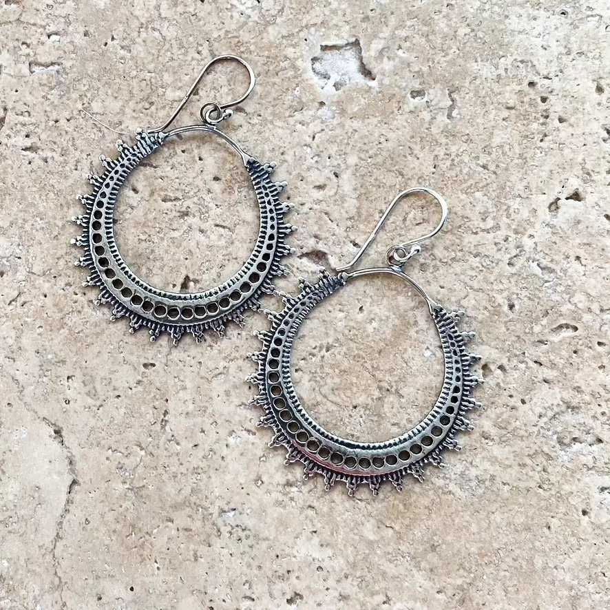 Silver Boho Hoop Earrings