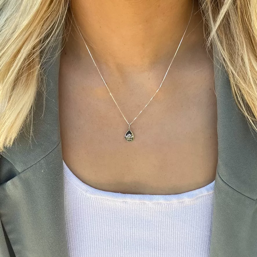 Silver Teardrop Lotus Necklace