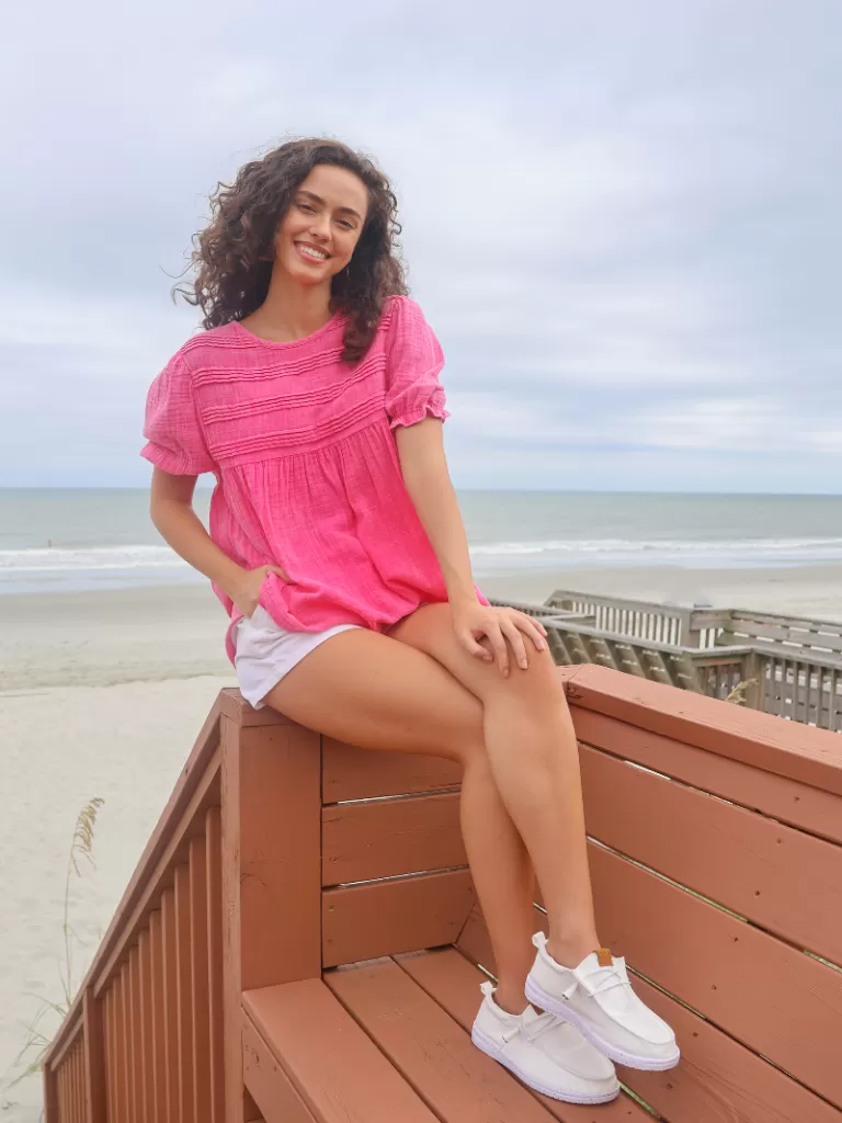 Simply Southern Gauze Babydoll Blouse in Indigo Blue - Effortless Chic for Summer Days