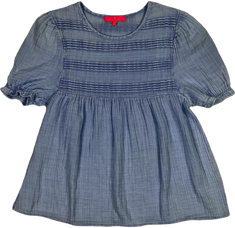 Simply Southern Gauze Babydoll Blouse in Indigo Blue - Effortless Chic for Summer Days