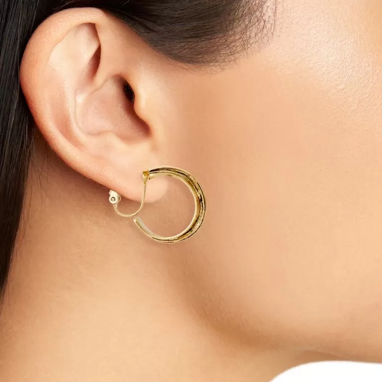 Small overlap hoop clip Earrings