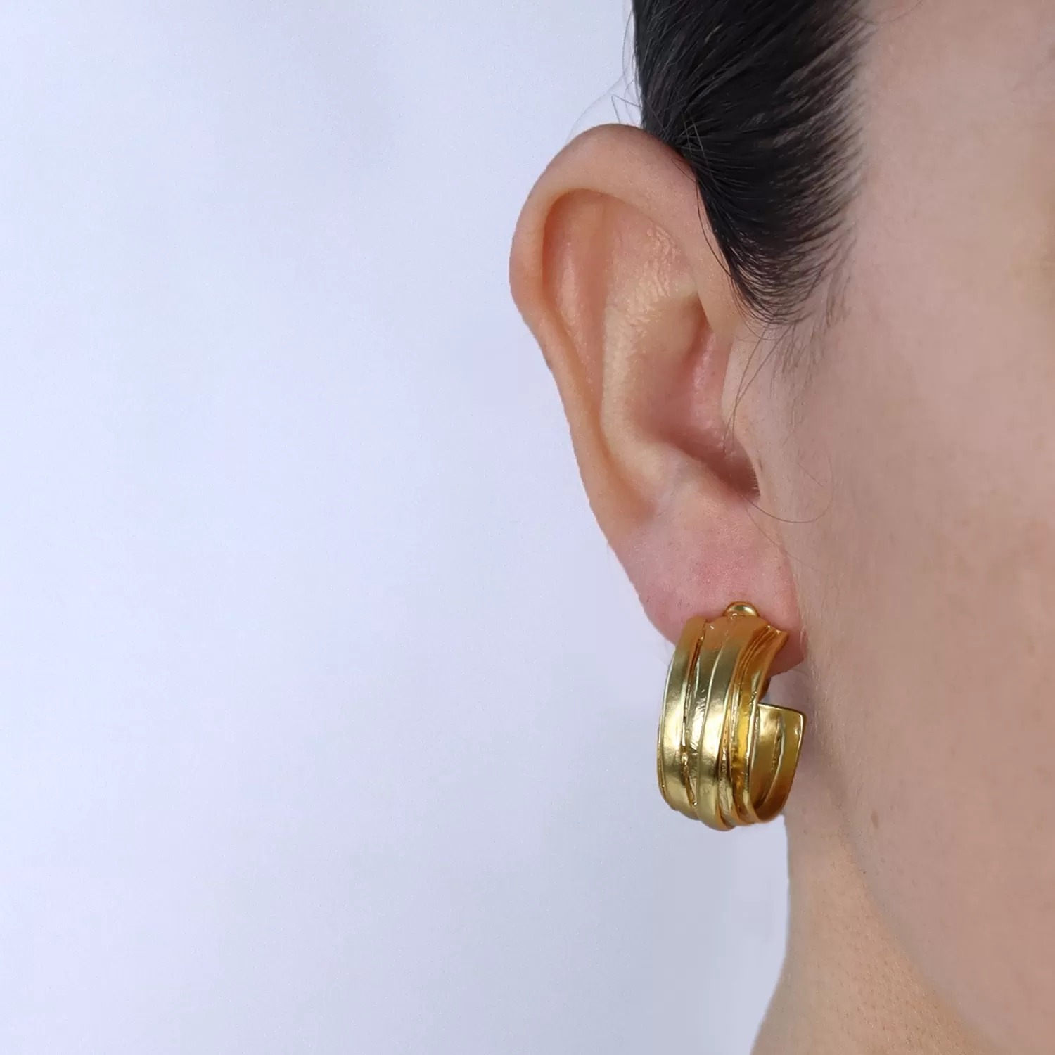 Small overlap hoop clip Earrings