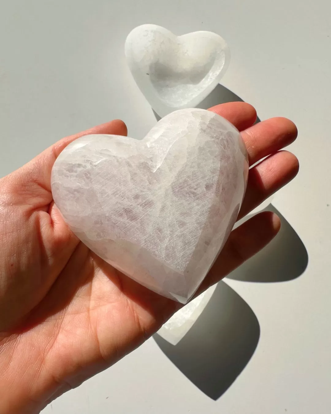 Small Selenite Heart Dish