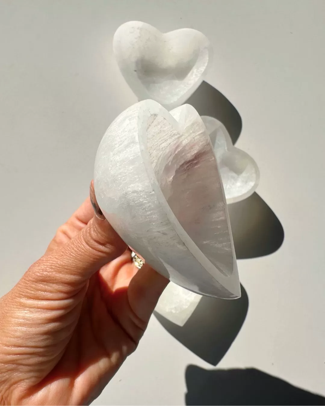 Small Selenite Heart Dish