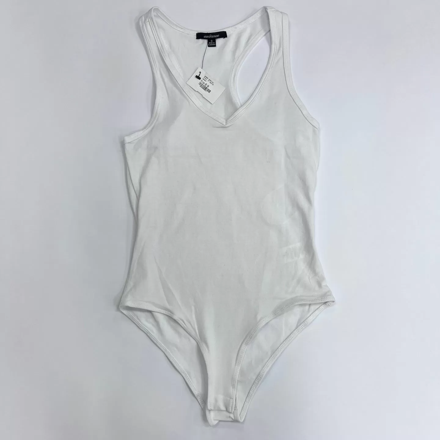 Solid Sleeveless V-neck Racerback Bodysuit with Stretch