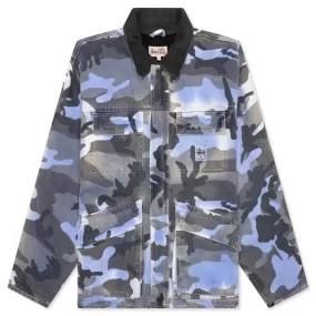 Spray Dye Canvas Shop Jacket - Blue Camo