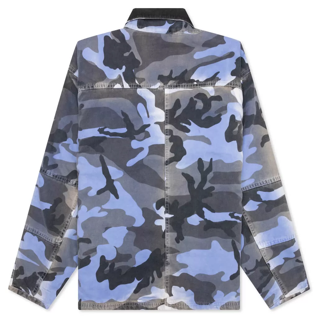 Spray Dye Canvas Shop Jacket - Blue Camo