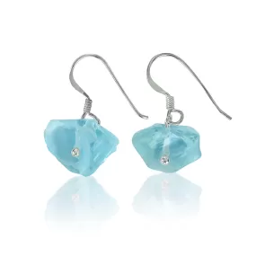 The Age of the Aquarius Earrings with a Rough Blue Crystal Nugget