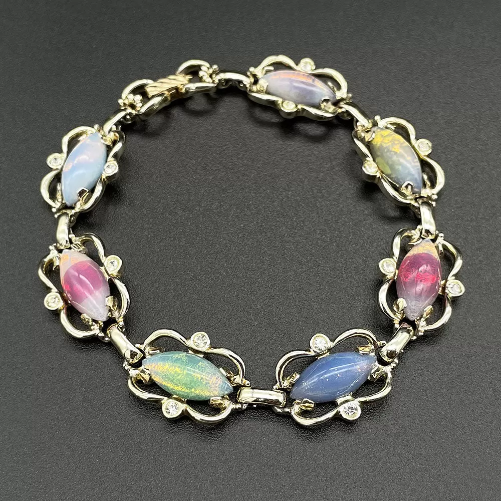 【USA輸入】ヴィンテージ SARAH COV. ”Sabrina Fair ガラス ブレスレット/Vintage SARAH COV. ”Sabrina Fair Glass Bracelet