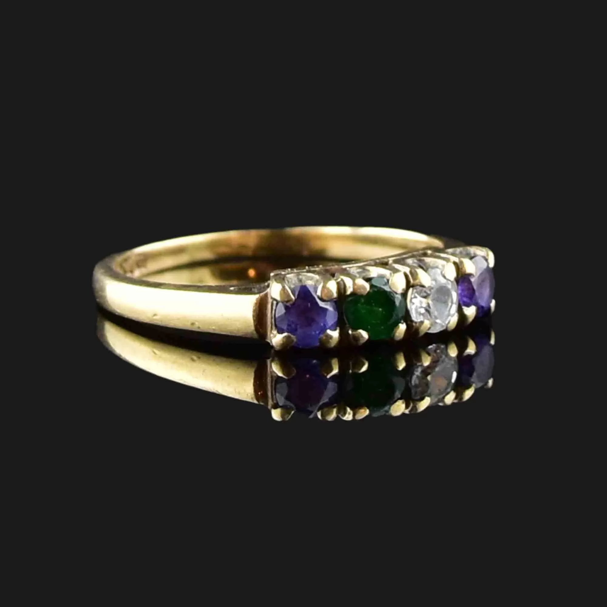 Vintage 10K Gold Purple Sapphire Topaz Stacking Ring