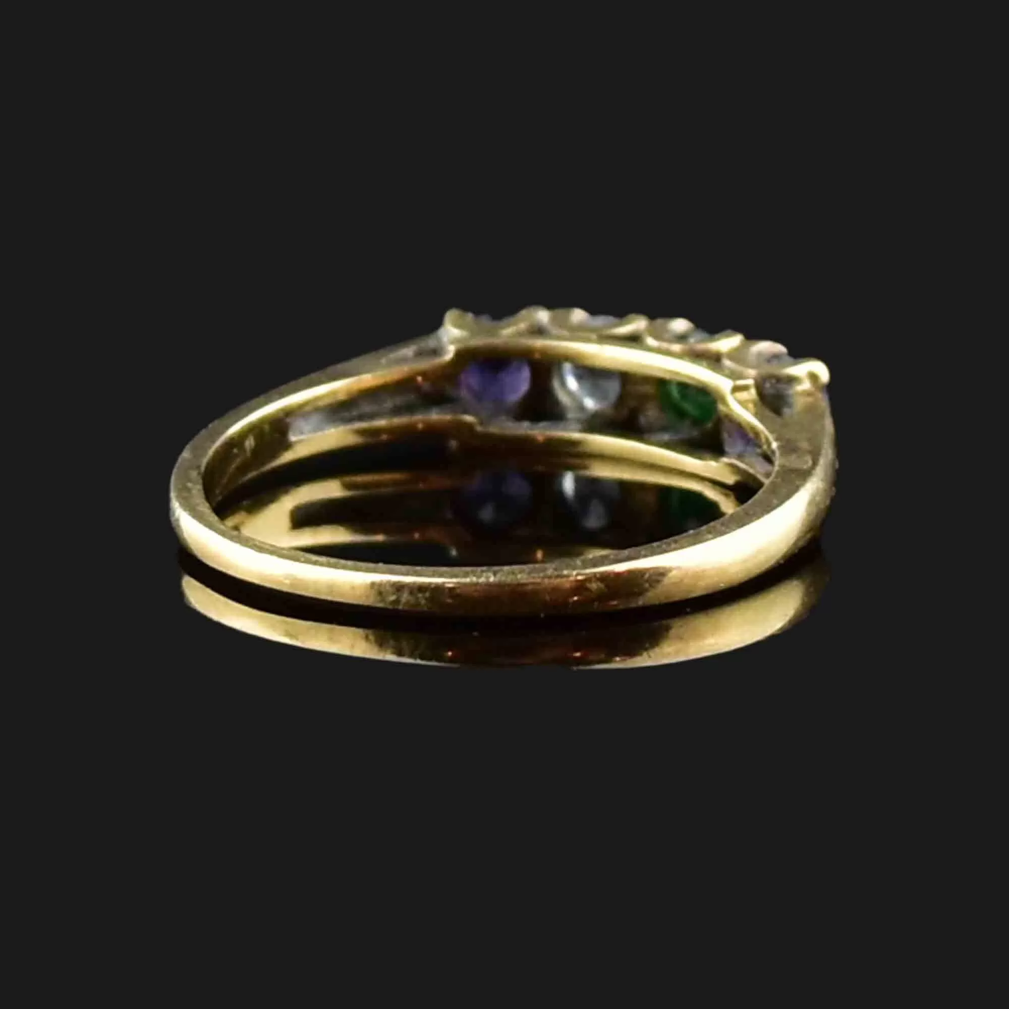 Vintage 10K Gold Purple Sapphire Topaz Stacking Ring