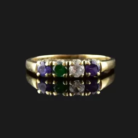 Vintage 10K Gold Purple Sapphire Topaz Stacking Ring