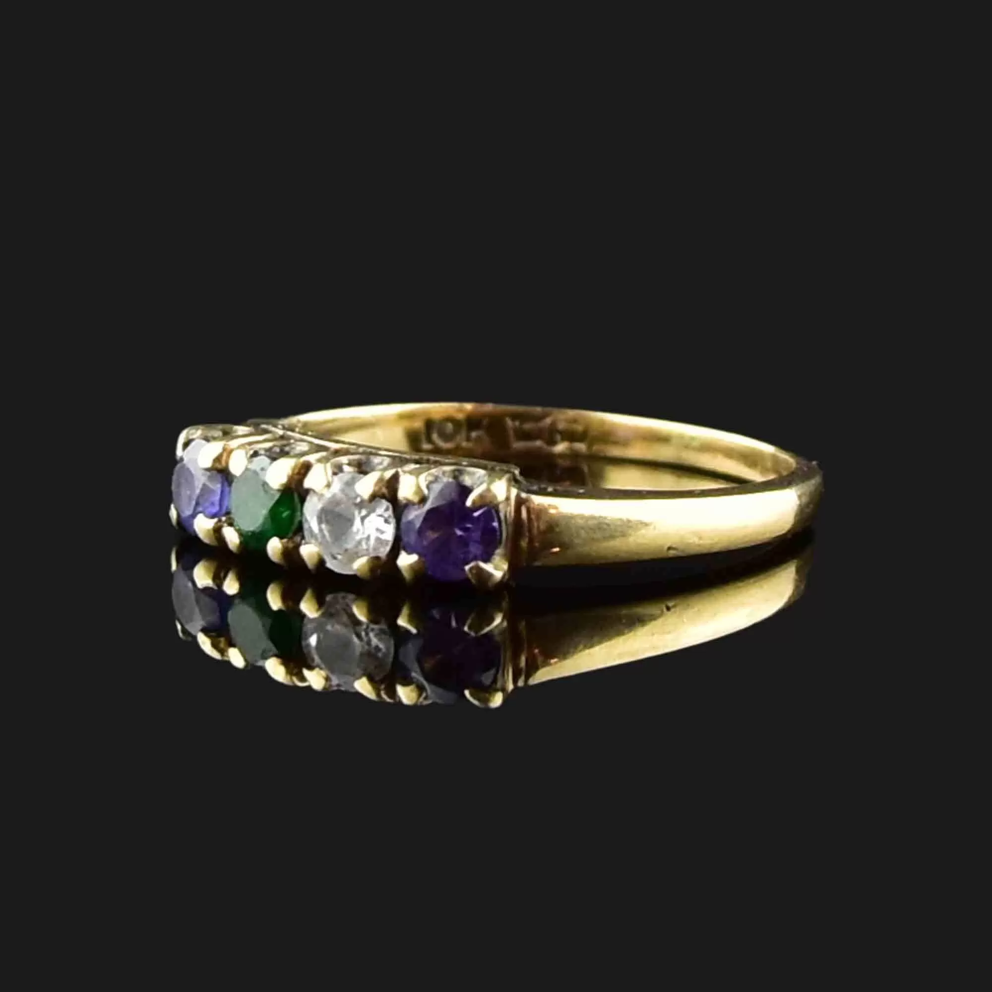 Vintage 10K Gold Purple Sapphire Topaz Stacking Ring