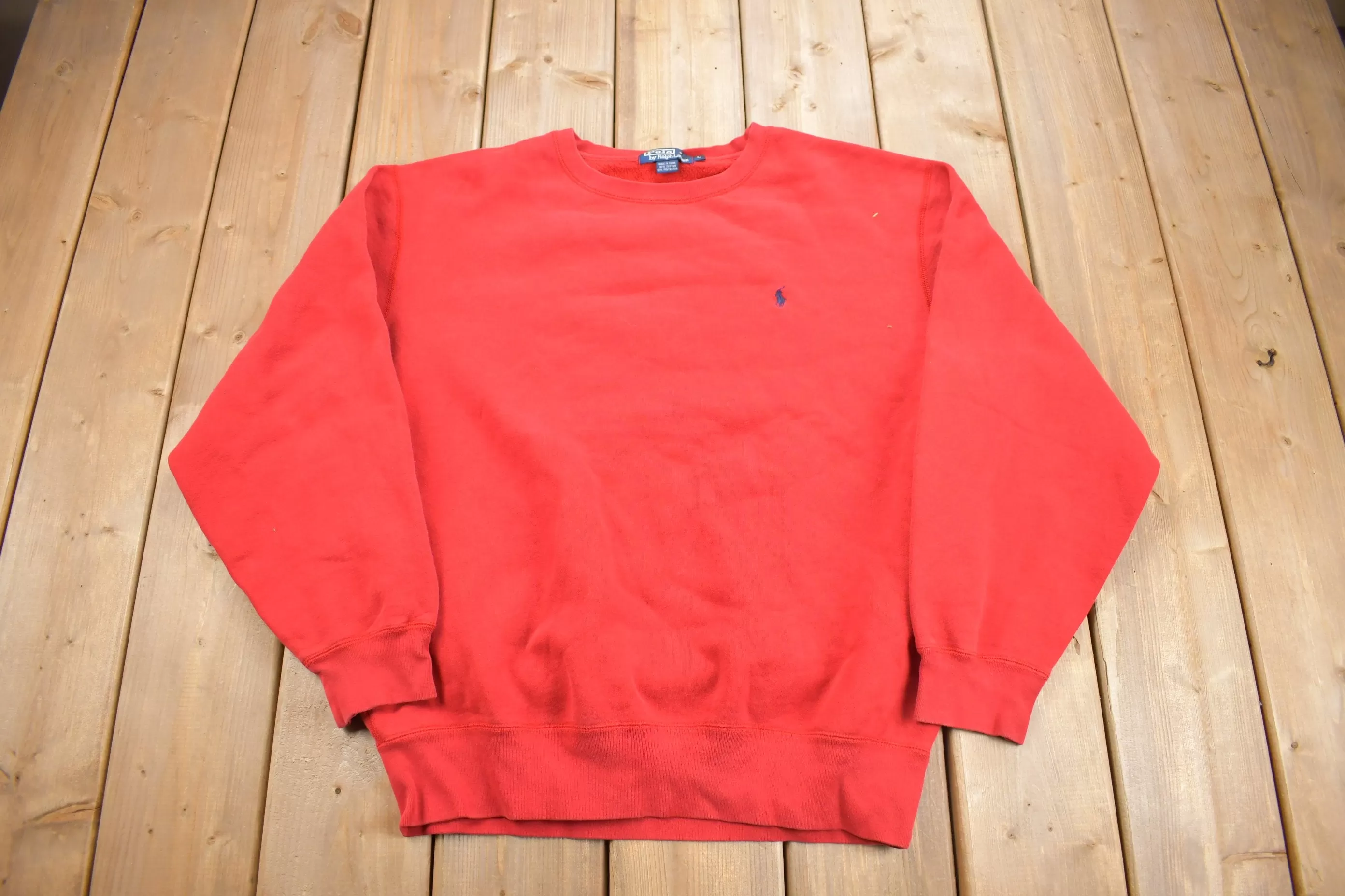 Vintage 1990s Polo Ralph Lauren Red Crewneck Sweatshirt / 90s Crewneck / Small Pony / Streetwear / Vintage Polo