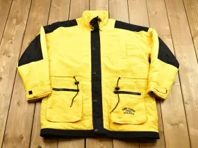 Vintage 1990s Tommy Hilfiger Athletics Yellow Jacket  / Brand Logo Print / Sportswear / Streetwear / Winter Wear / Vintage Tommy