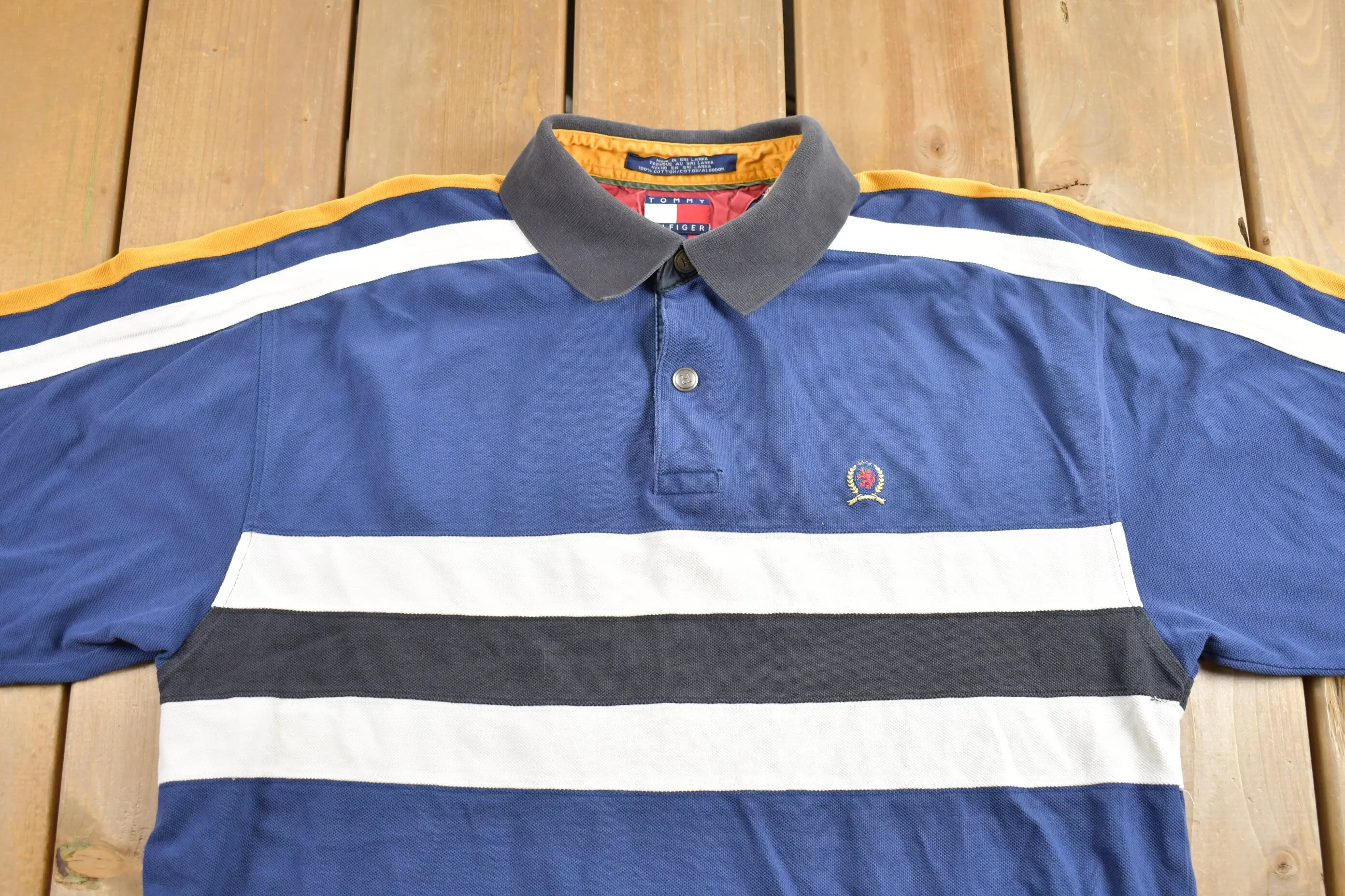 Vintage 1990s Tommy Hilfiger Crest Logo Polo Shirt / Rugby Sweater / Striped / Streetwear / Athleisure / Vintage Tommy / 90s Style