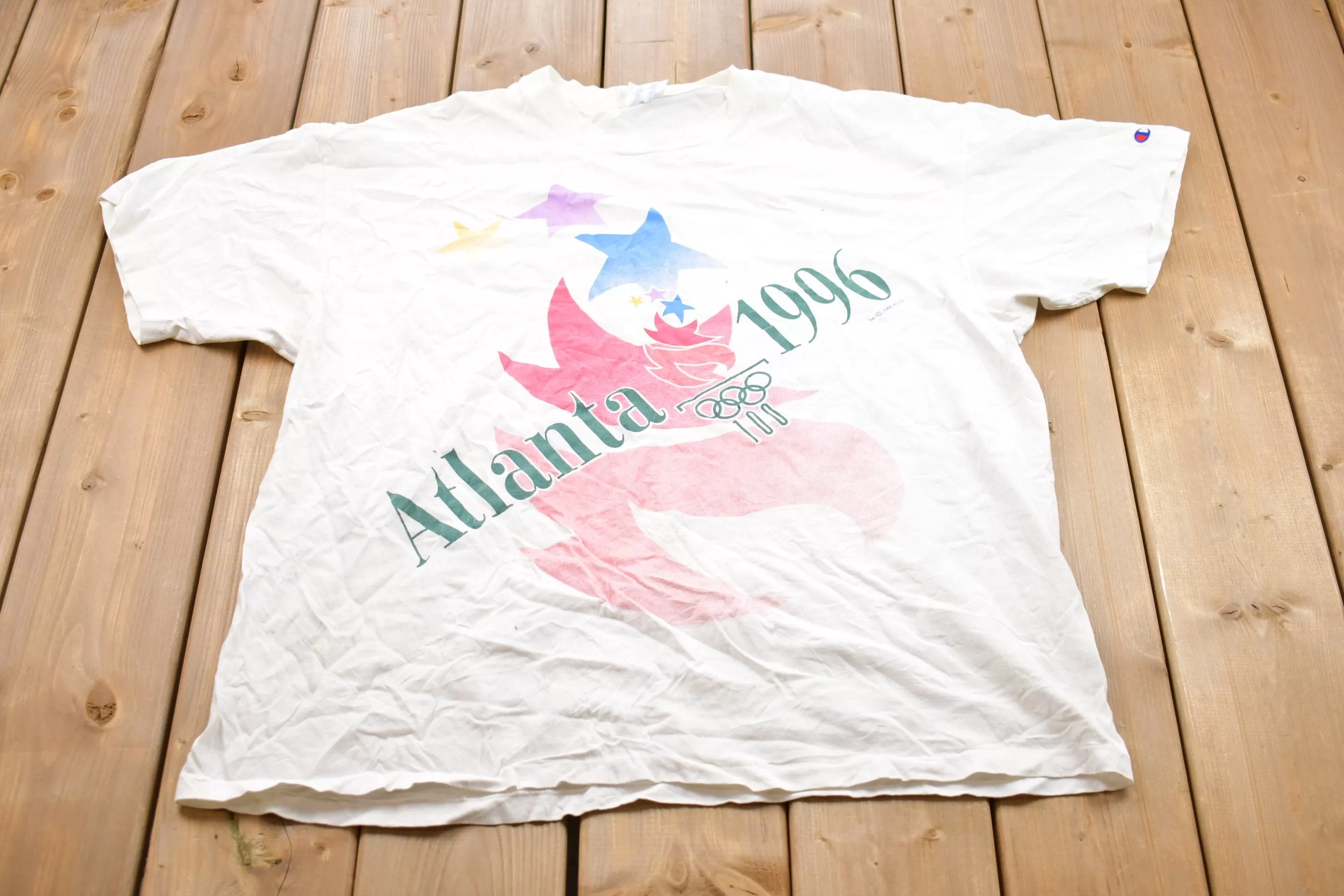 Vintage 1992 Champion Atlanta USA Olympics Graphic T-Shirt / Graphic / 80s / 90s / Streetwear / Retro Style / Single Stitch / Made In USA