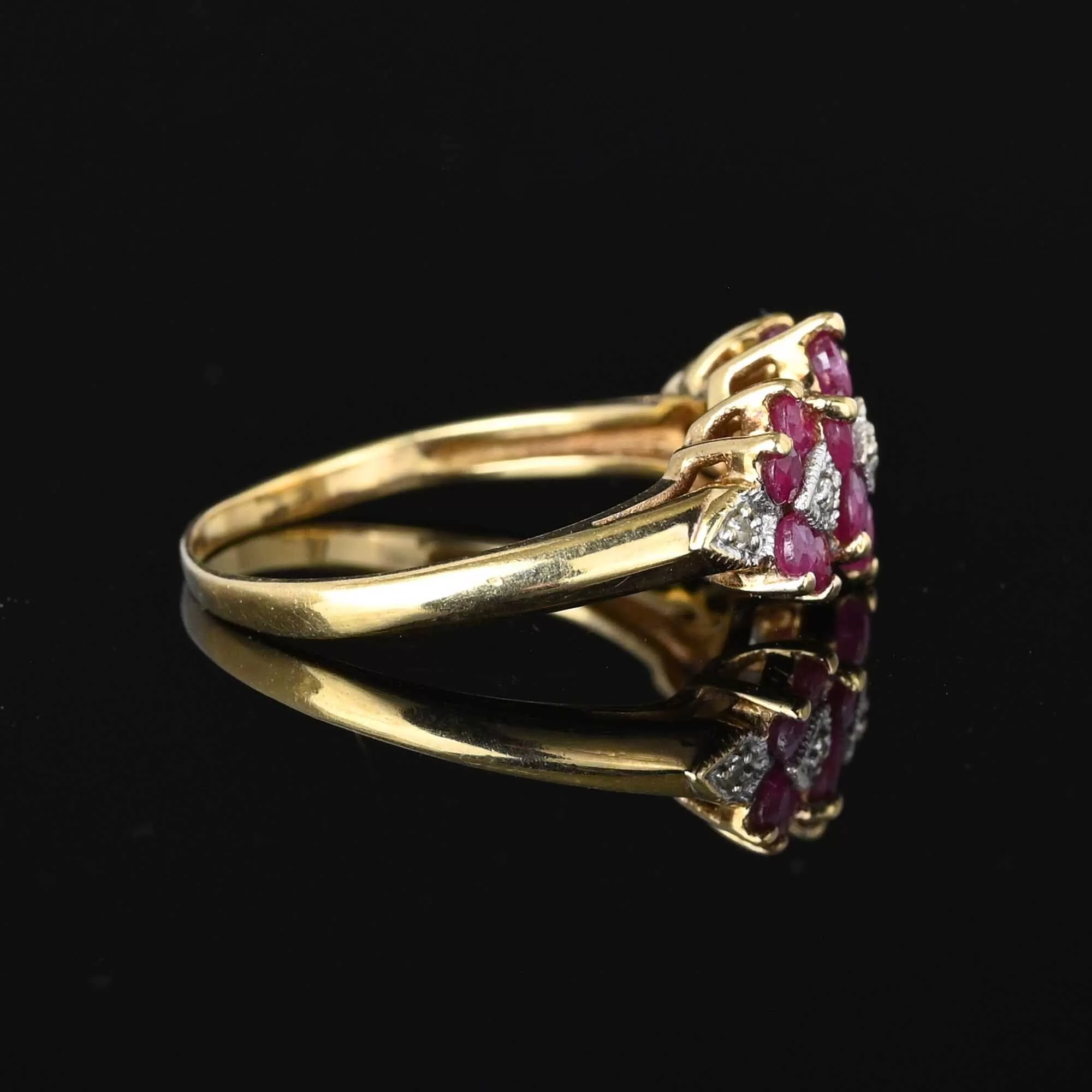 Vintage Art Deco Style Diamond Ruby Cluster Ring