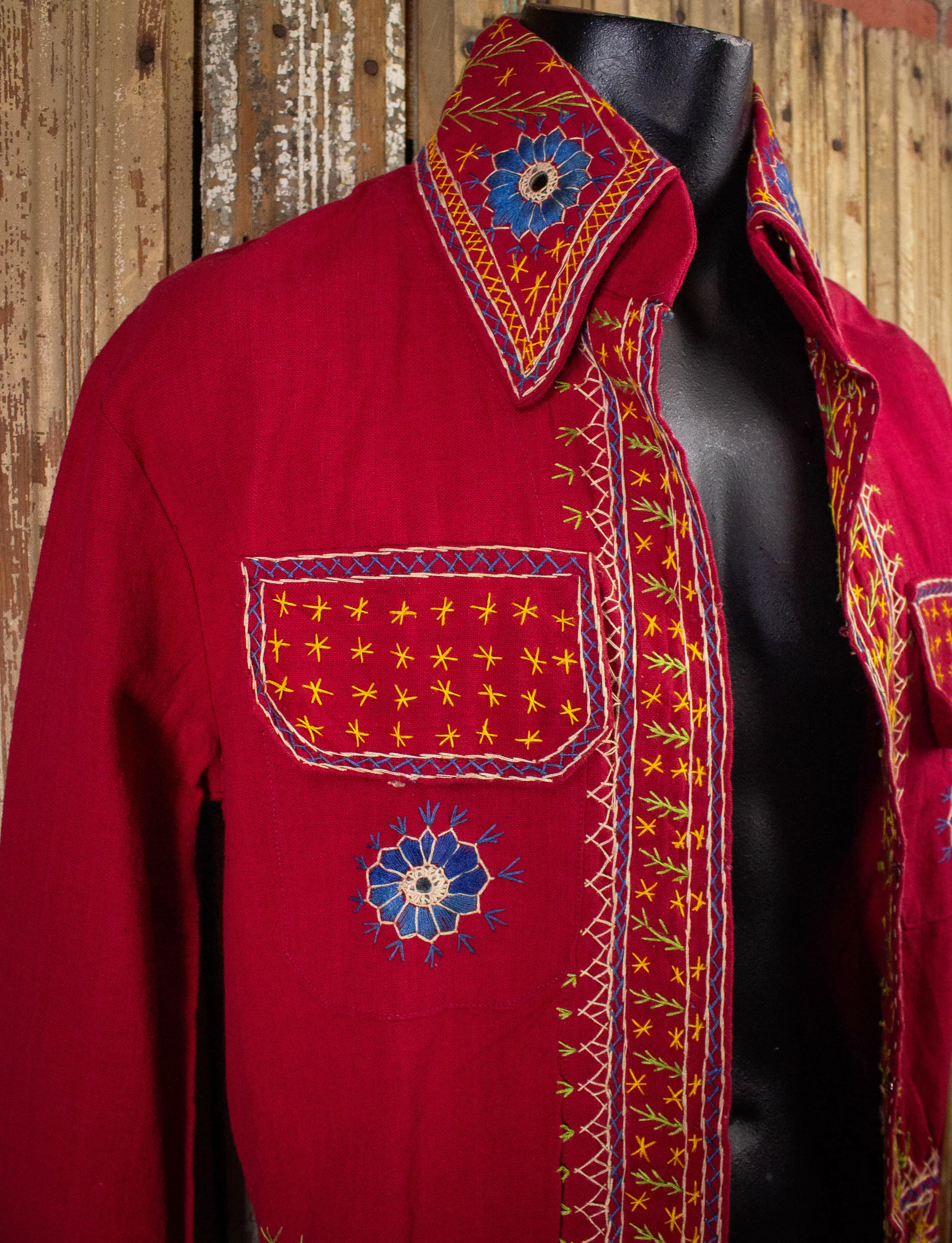 Vintage Overseas Trading Co. Embroidered Jacket Red Large