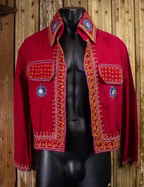 Vintage Overseas Trading Co. Embroidered Jacket Red Large