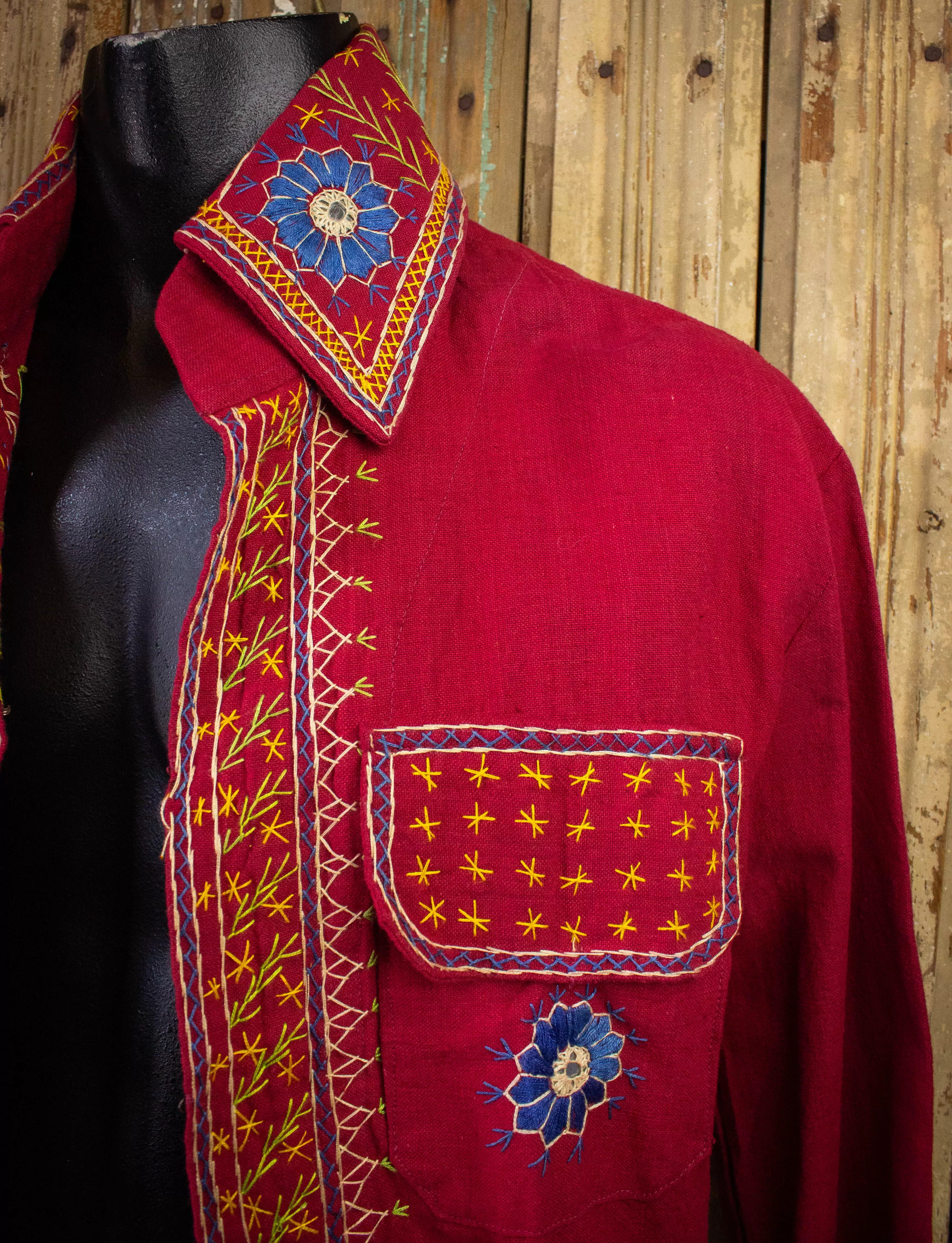 Vintage Overseas Trading Co. Embroidered Jacket Red Large