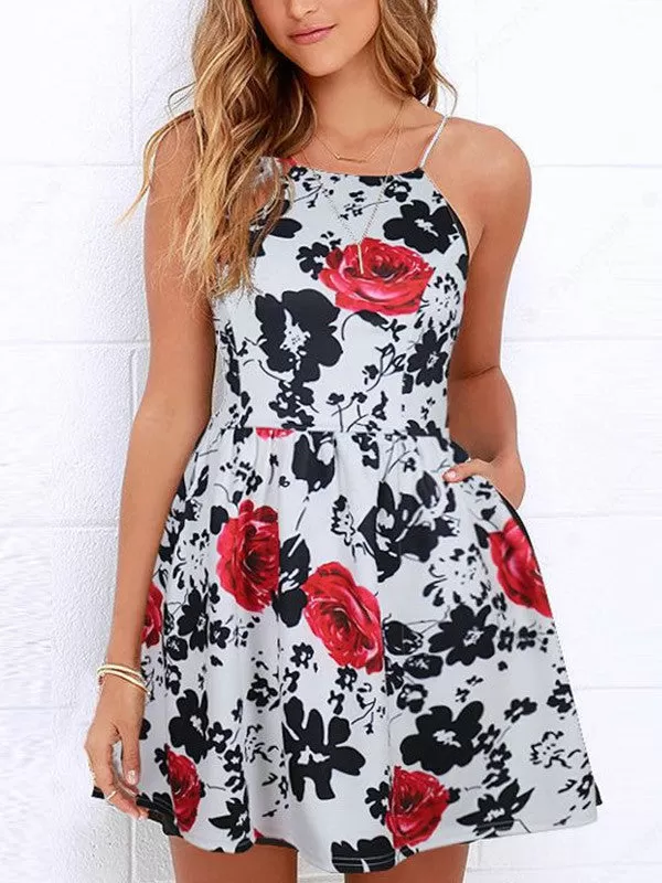 Women Sling Floral Mini Dress