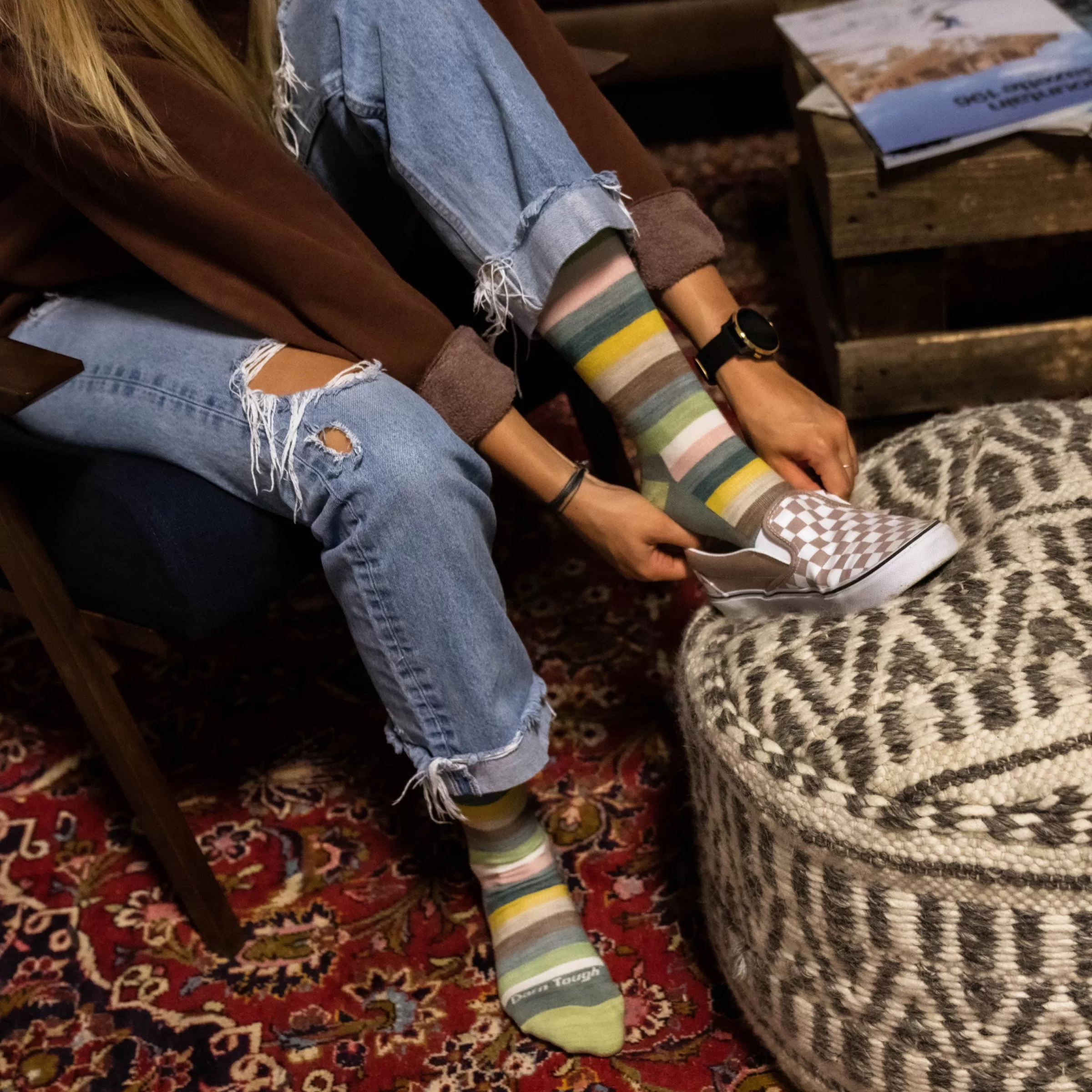 Women's Mystic Stripe Crew  Lightweight Lifestyle Sock