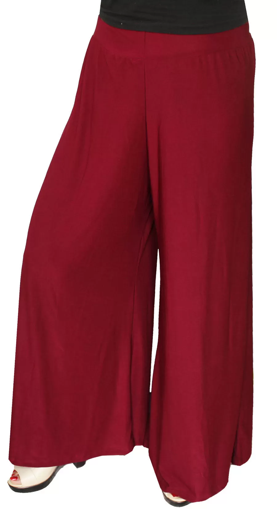 Womens Trousers Wide Bottom Viscose Palazzo Pants (Maroon)