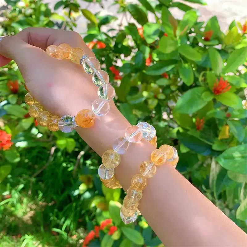 Yellow Azeztulite & Clear Quartz Bracelet