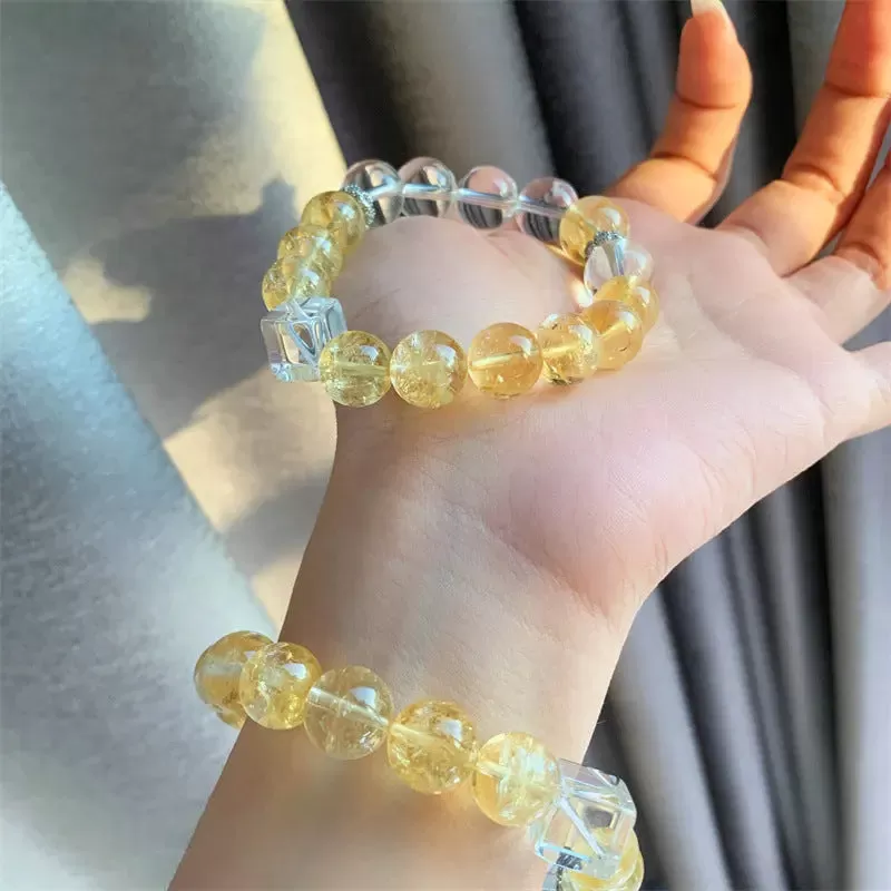 Yellow Azeztulite & Clear Quartz Bracelet