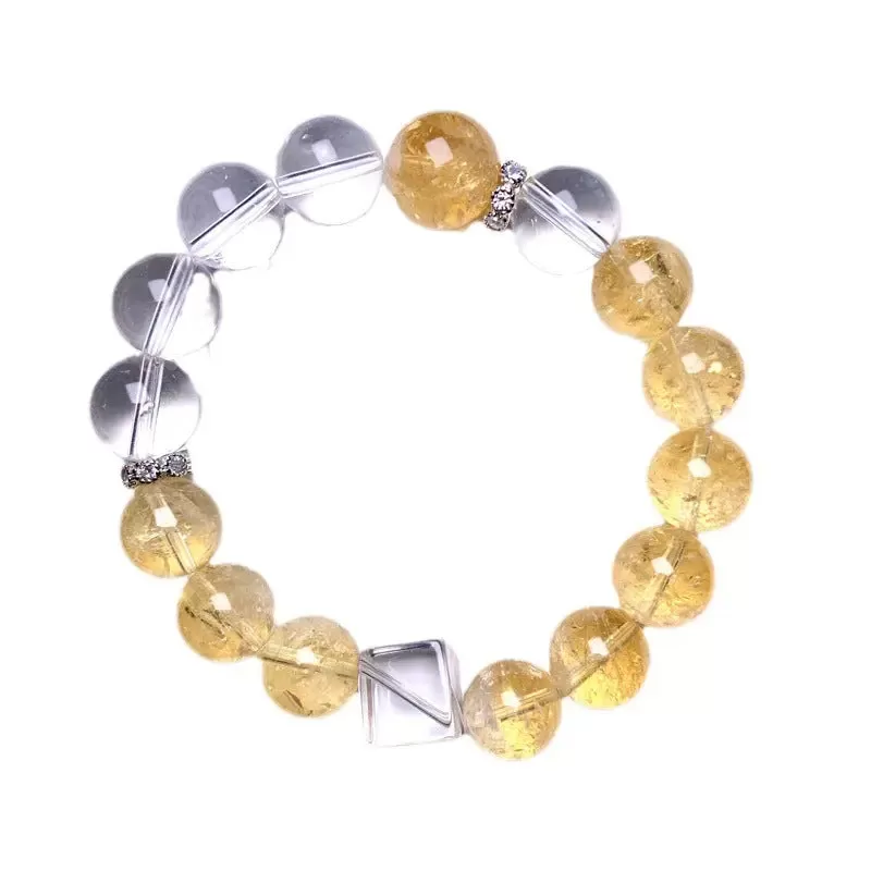 Yellow Azeztulite & Clear Quartz Bracelet