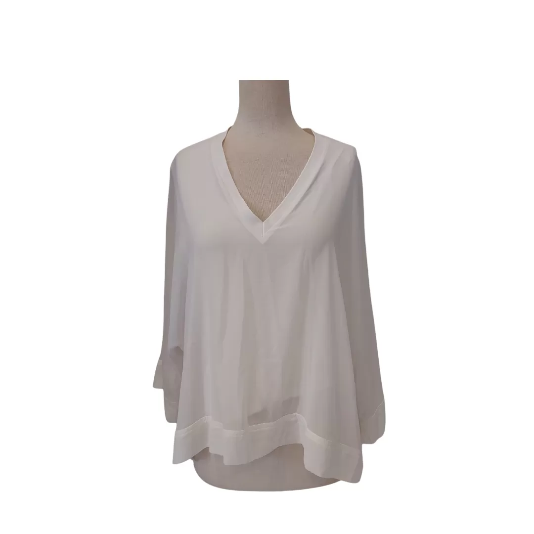 ZARA White V-neck Layered Top | Gently used |