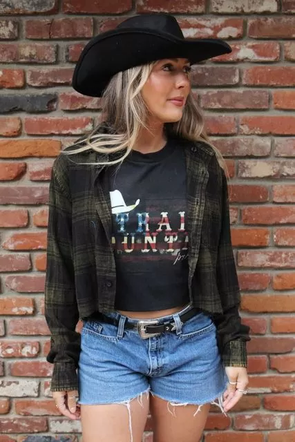 ZZ Top Acid Wash Cropped Flannel